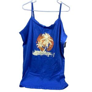 Avenue‎ Body Cami Tank Top Womens Size 18/20 Blue Sleeveless Shirt Lace Stretch